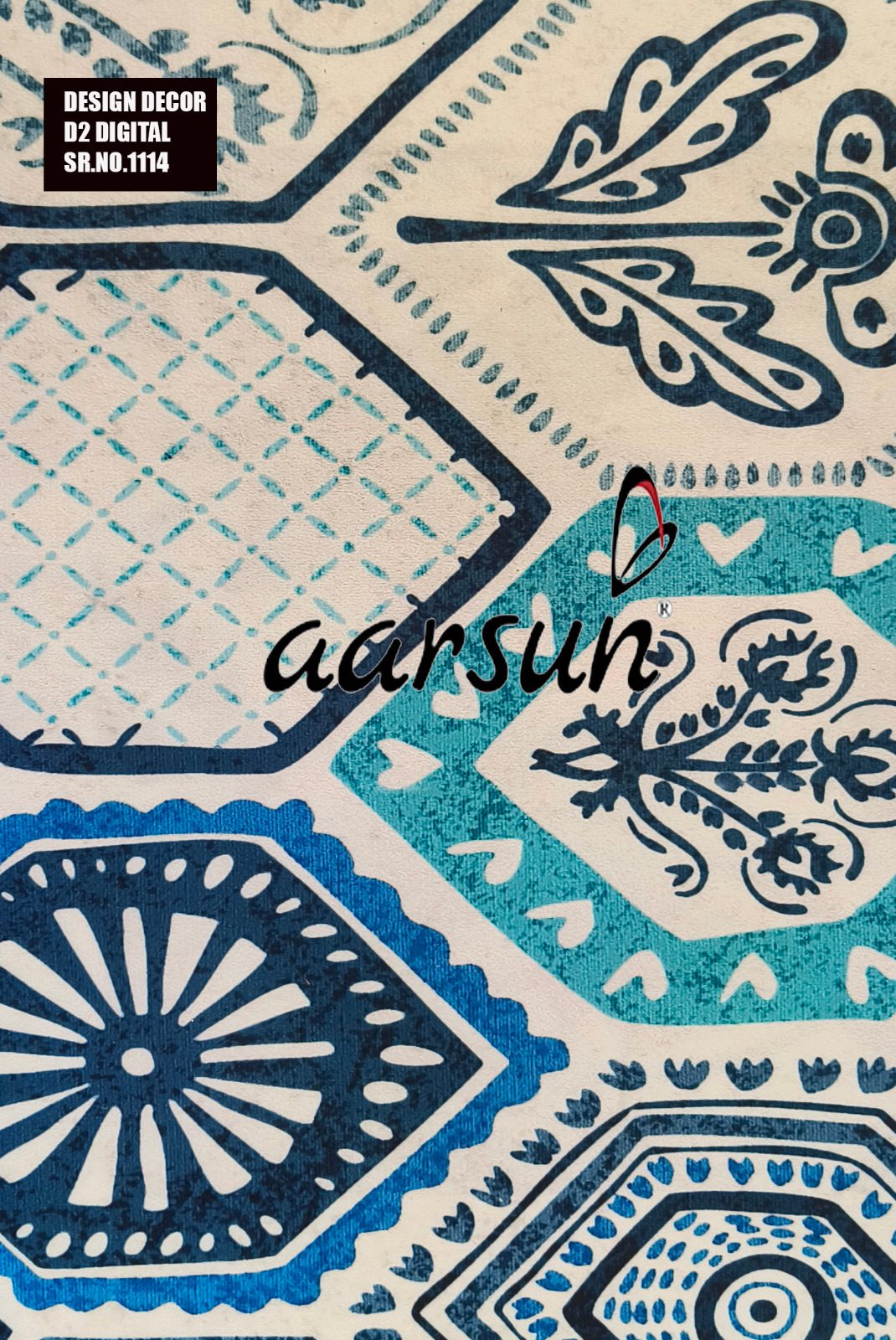 Blue Hexagonal Print Fabric for Furniture Upholstery view 3