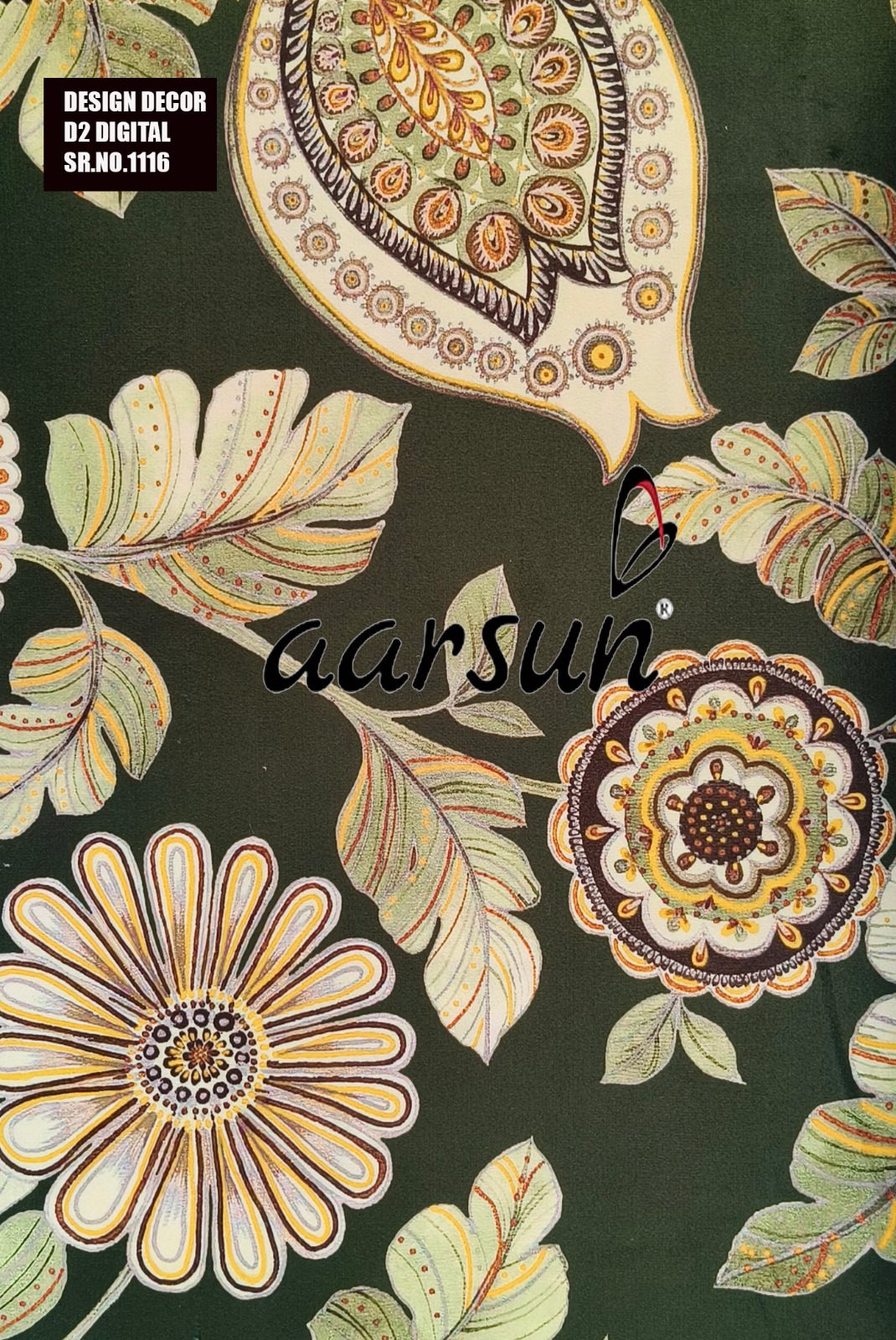 Delightful Floral Pattern Fabric in Shades of Green