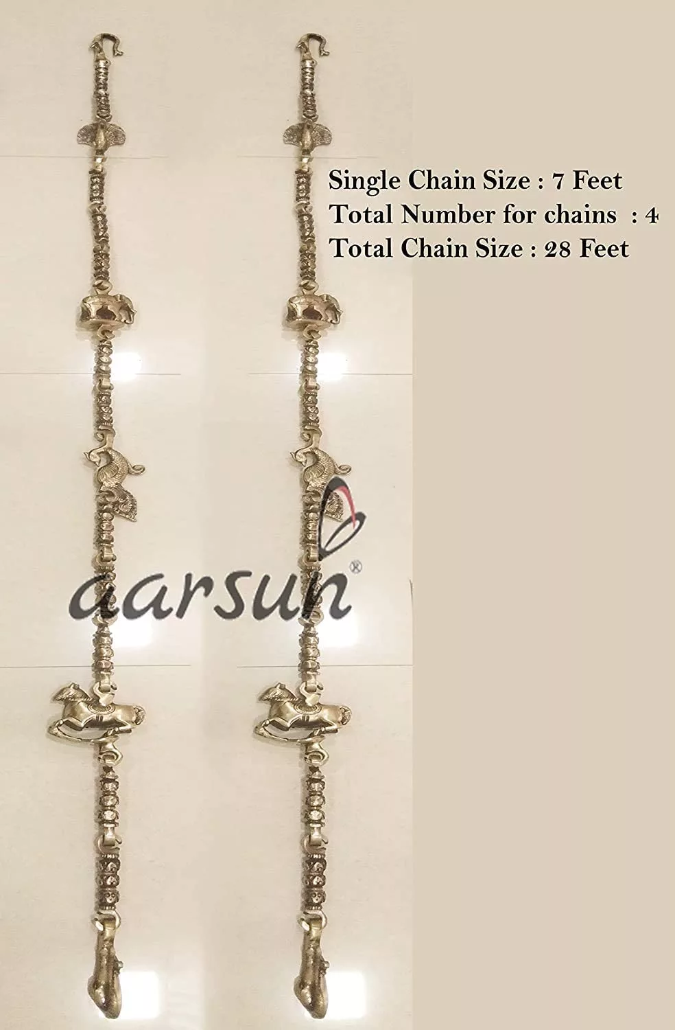 Elephant Horse Peacock Brass Swing Chain view 3