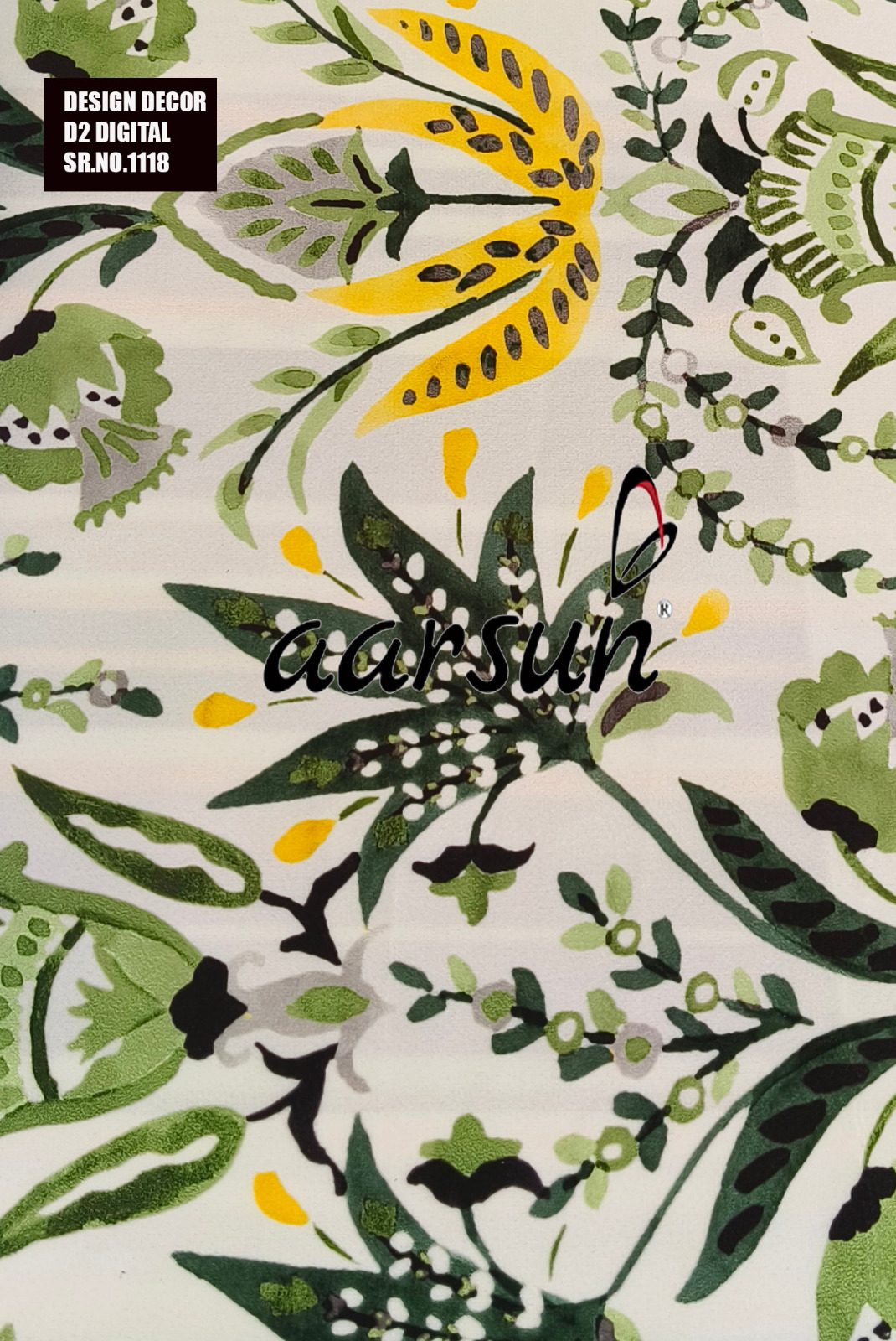 Floral Pattern Fabric in Green Shades view 3