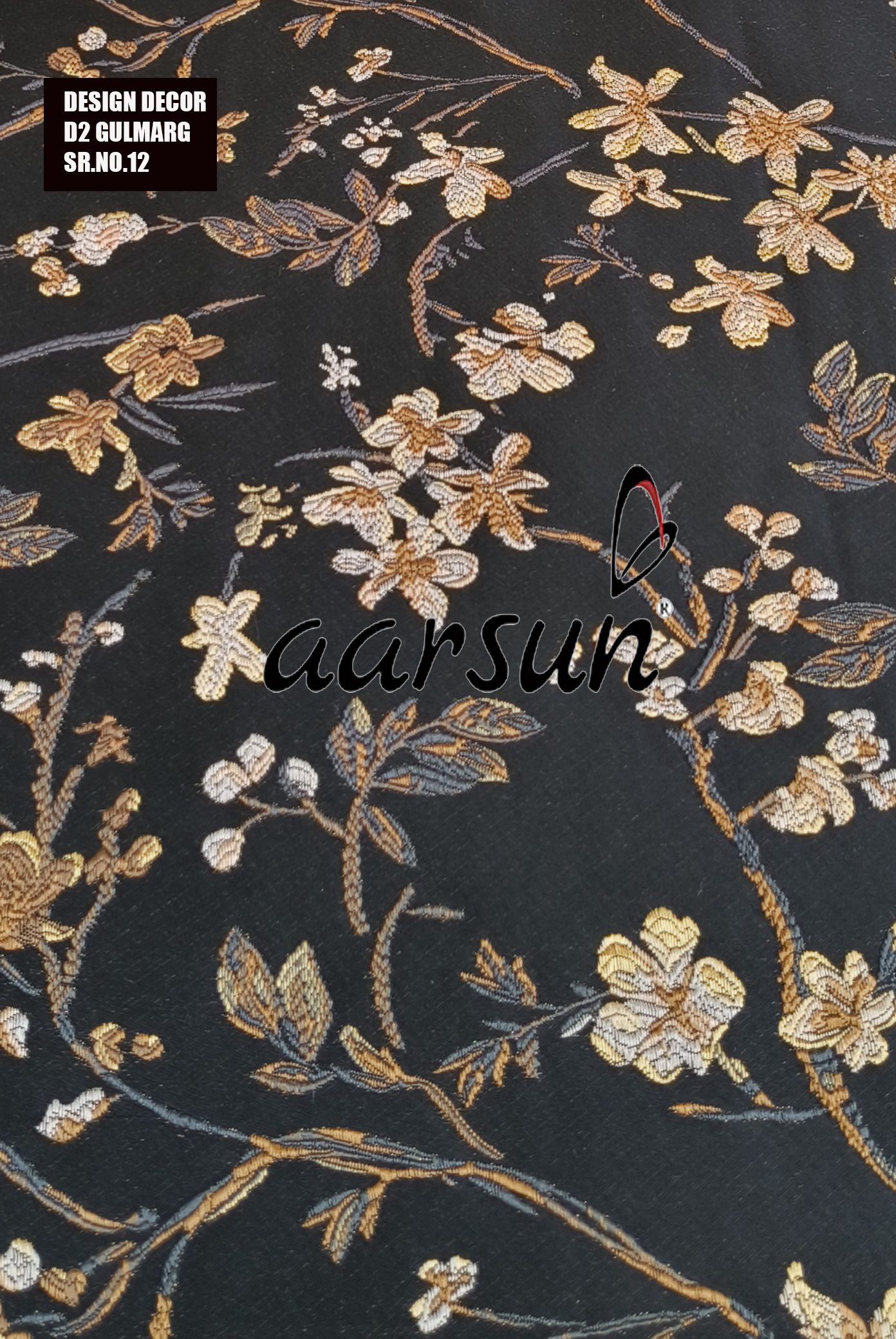 Floral Printed Fabric on a Black Background view 3
