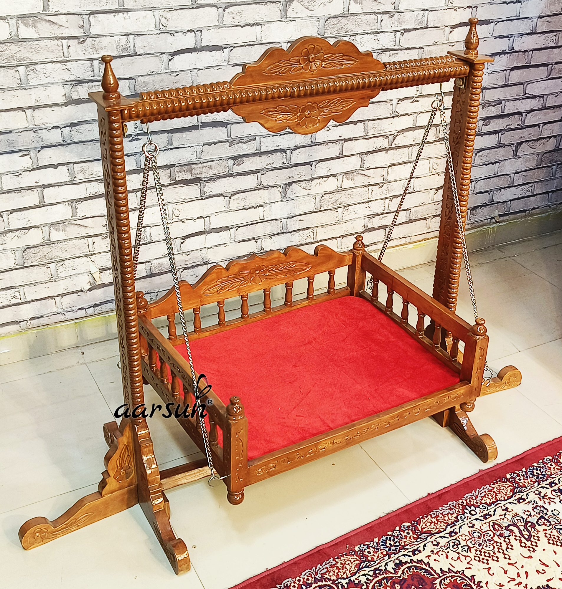 Laddu Gopal Ji Jhula, Wooden Palna with Video view 4