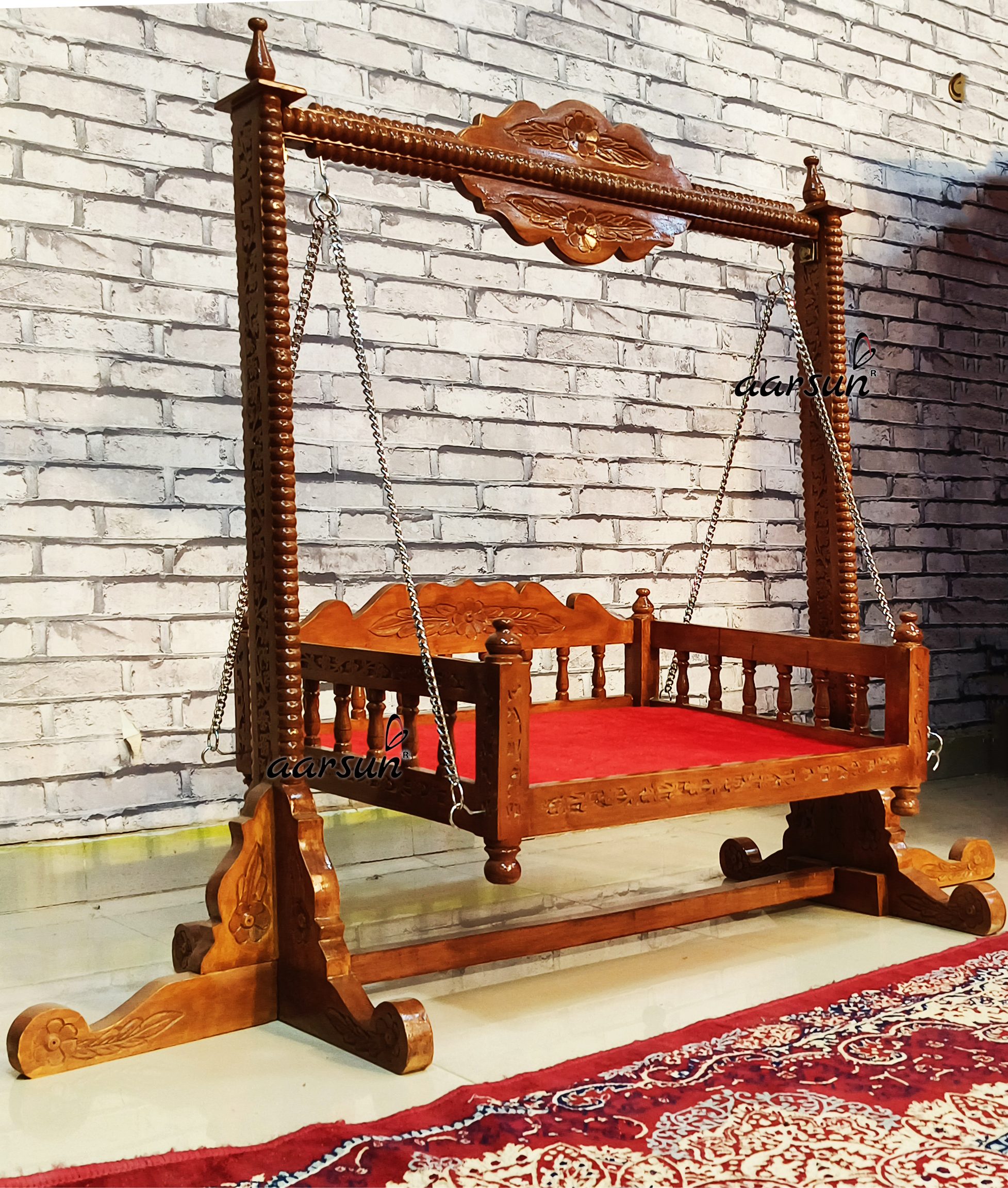 Laddu Gopal Ji Jhula, Wooden Palna with Video view 5
