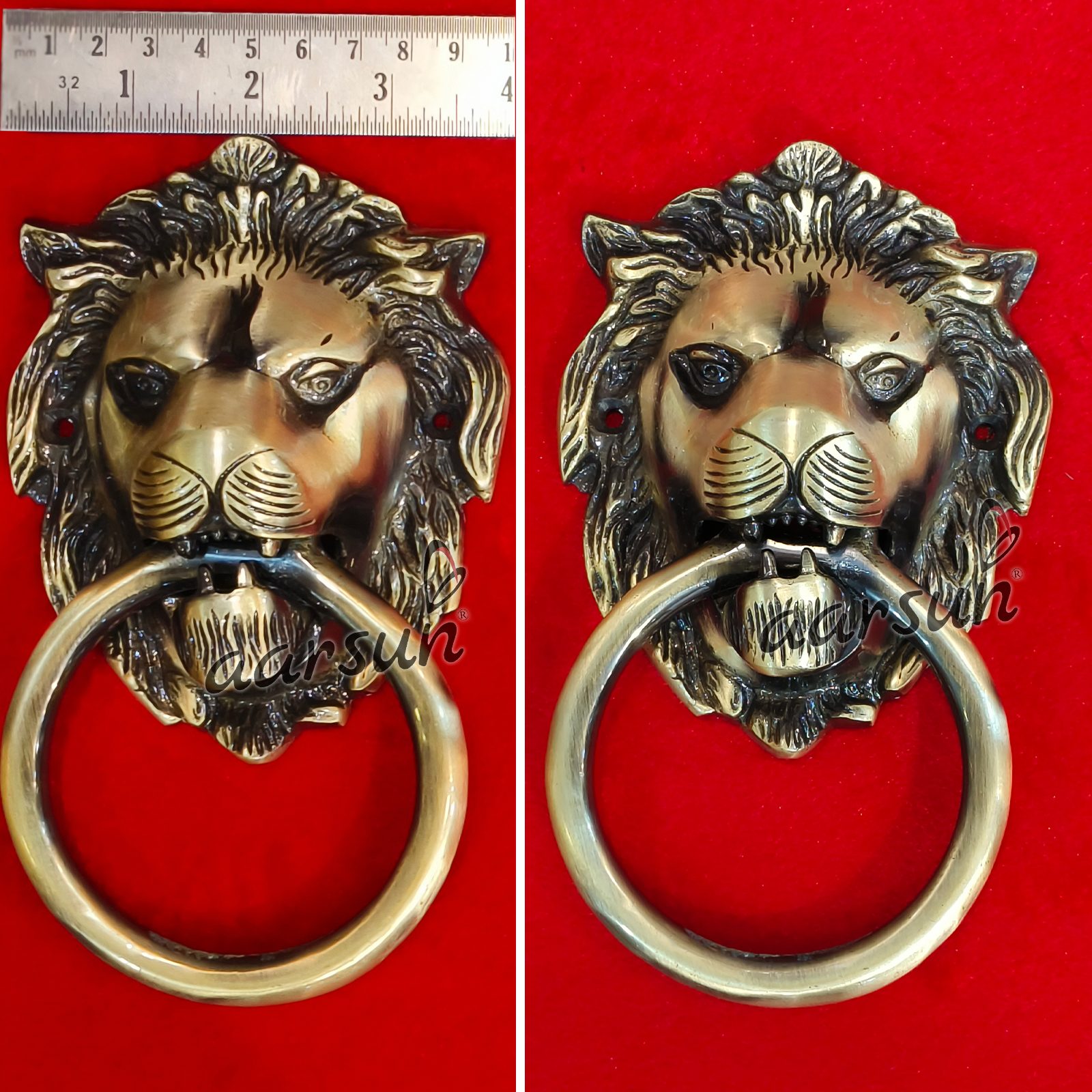 Lion Head Brass Door Knocker view 3