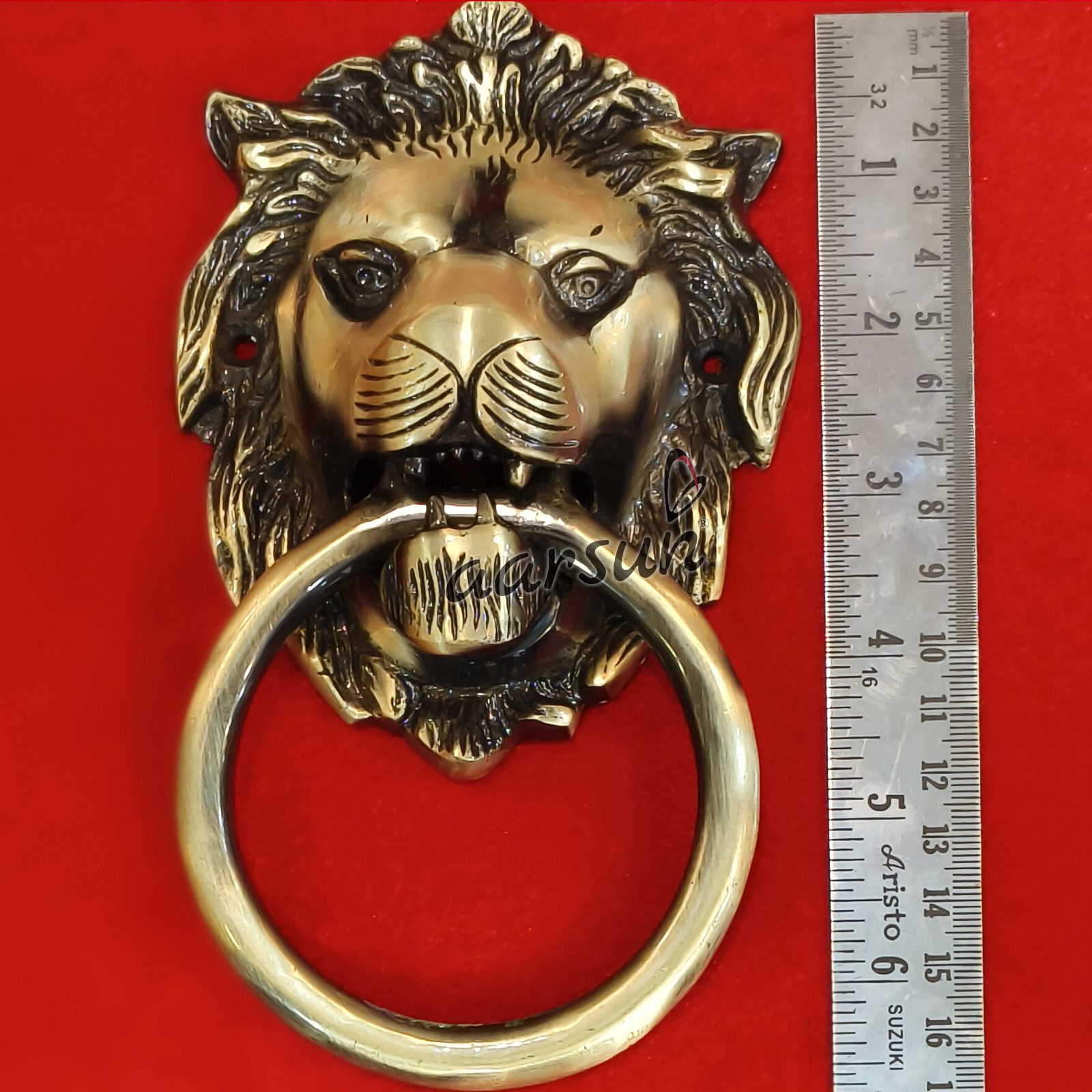 Lion Head Brass Door Knocker view 4