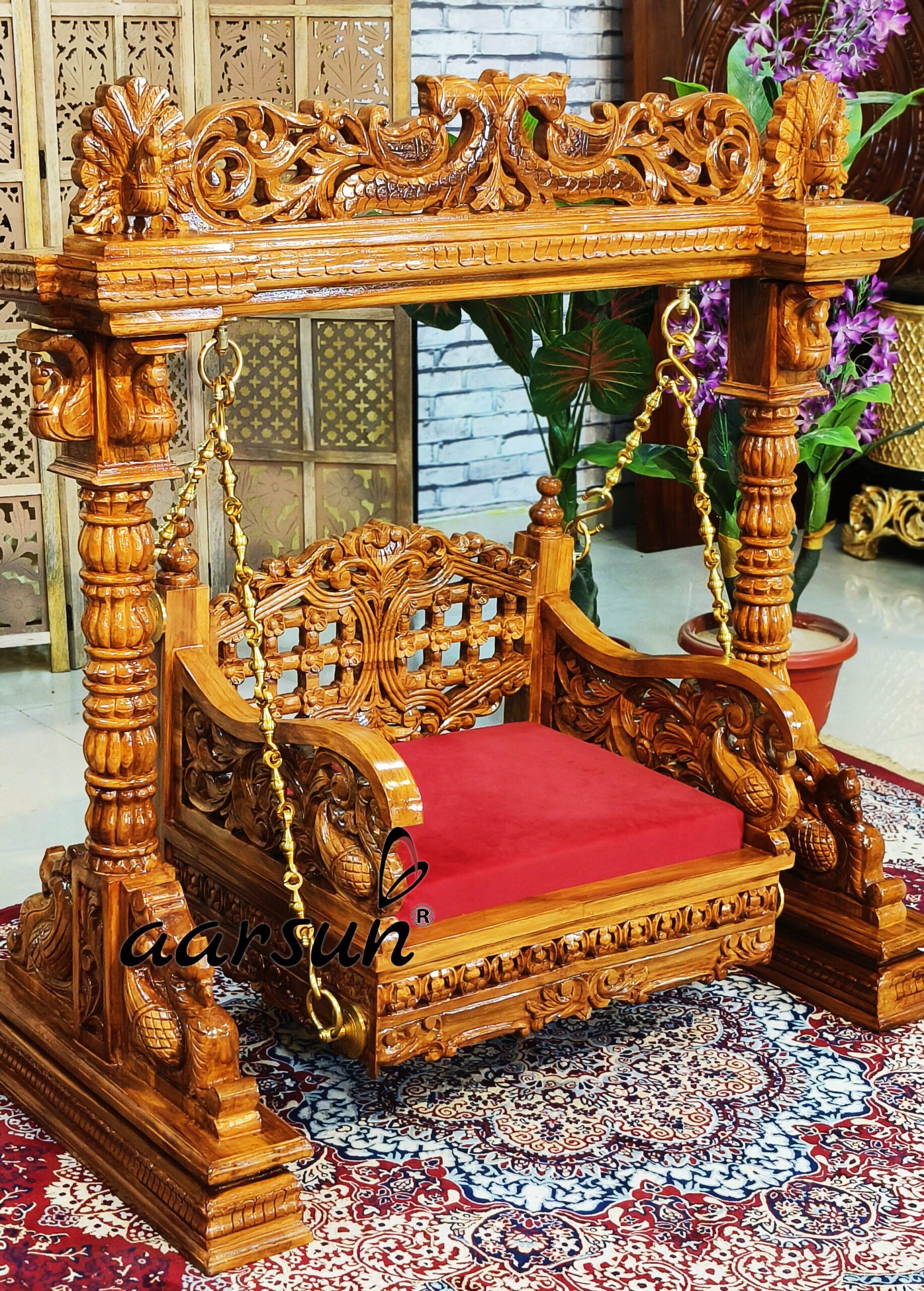 Teak Wood Cradle for Laddu Gopal Ji view 3