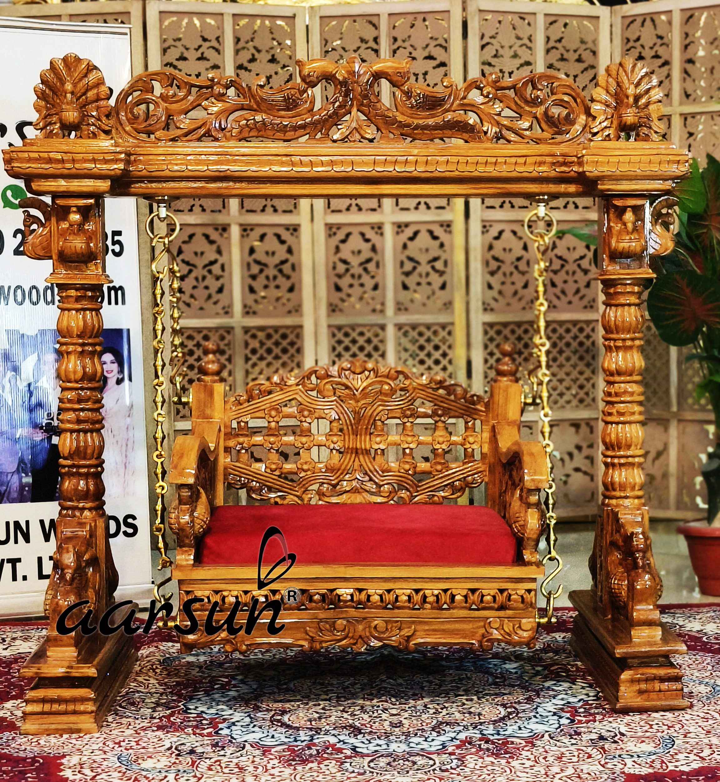 Teak Wood Cradle for Laddu Gopal Ji view 4